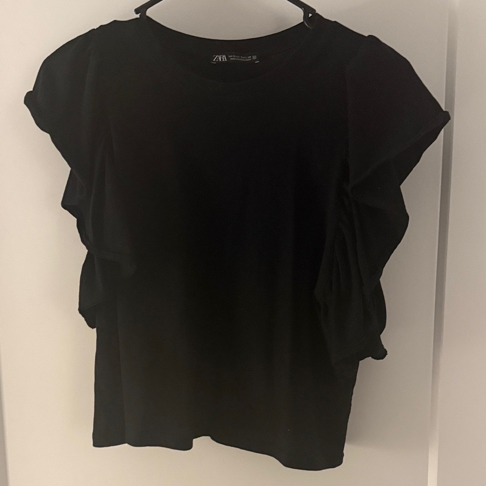 Zara Black Ruffled Blouse